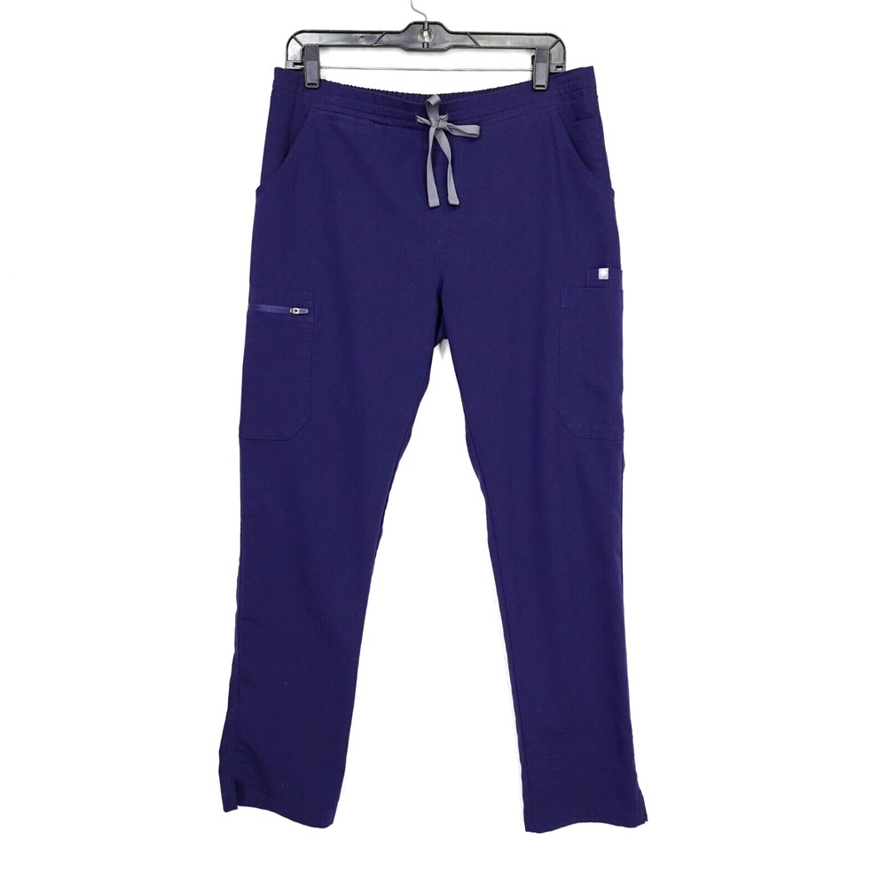 Figs YOLA Scrub Pants Womens M  Navy Blue Cargo Pocket Skinny Leg Drawstring